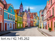 Colorful renaissance house facades. Стоковое AI-изображение, AI-художник Михаил Коханчиков / Фотобанк Лори