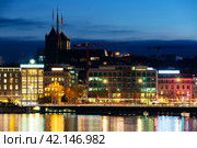 Geneva cityscape with St Pierre Cathedral at night. Стоковое фото, фотограф Яков Филимонов / Фотобанк Лори