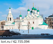 Церковь Симеона Столпника на Поварской. Зимний день. Москва. Россия (2024 год). Редакционное фото, фотограф E. O. / Фотобанк Лори