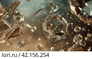 Abstract Glass Balls Shatter When Collided. Стоковое AI-изображение, AI-художник Кирилл Черезов / Фотобанк Лори