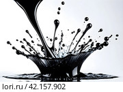 Splash of black oil on white background. Стоковое AI-изображение, AI-художник Наталья Симакова / Фотобанк Лори