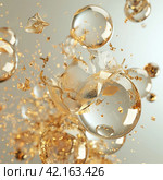 Abstract Glass Balls Shatter When Collided. Стоковое AI-изображение, AI-художник Кирилл Черезов / Фотобанк Лори