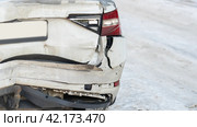 Cracked rear bumper and taillight of car close-up. Стоковое фото, фотограф Скрипачев Антон / Фотобанк Лори
