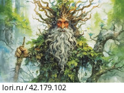 Forest spirit, watercolor,Generative AI. Стоковое AI-изображение, AI-художник Анна Кривицкая / Фотобанк Лори