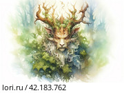Forest spirit, watercolor,Generative AI. Стоковое AI-изображение, AI-художник Анна Кривицкая / Фотобанк Лори
