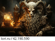 Demon with goat horns,Generative AI. Стоковое AI-изображение, AI-художник Анна Кривицкая / Фотобанк Лори