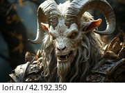 Demon with goat horns,Generative AI. Стоковое AI-изображение, AI-художник Анна Кривицкая / Фотобанк Лори