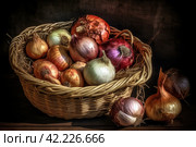 Onion basket. Generate Ai. Стоковое AI-изображение, AI-художник Иван Рябоконь / Фотобанк Лори