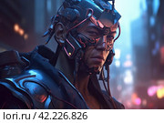 Samurai man character in cyberpunk. Generate Ai. Стоковое AI-изображение, AI-художник Иван Рябоконь / Фотобанк Лори