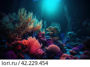 Coral reef closeup underwater. Generate Ai. Стоковое AI-изображение, AI-художник Иван Рябоконь / Фотобанк Лори