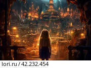 Mage child girl fantasy dungeon. Generate Ai. Стоковое AI-изображение, AI-художник Иван Рябоконь / Фотобанк Лори