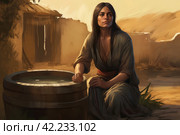 Samaritan woman well city. Generate Ai. Стоковое AI-изображение, AI-художник Иван Рябоконь / Фотобанк Лори
