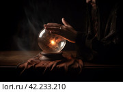 Soothsayer crystal ball globe. Generate Ai. Стоковое AI-изображение, AI-художник Иван Рябоконь / Фотобанк Лори