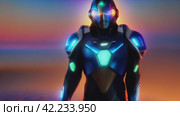 Neon Robot: The Embodiment of Modern Technology and Futuristic Design. Стоковое AI-видео, аниматор Юрий Поздников / Фотобанк Лори