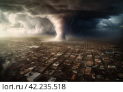 City tornado disaster. Generate ai. Стоковое AI-изображение, AI-художник Иван Рябоконь / Фотобанк Лори