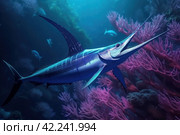 Swordfish underwater. Generate Ai. Стоковое AI-изображение, AI-художник Иван Рябоконь / Фотобанк Лори