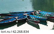 Tourists boats on the Phewa lake, Pokhara, Nepal (2015 год). Стоковое фото, фотограф VittoriaChe / Фотобанк Лори