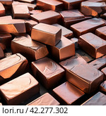 Background of copper ingots. Extractive industry. Стоковое AI-изображение, AI-художник Евгений Ткачёв / Фотобанк Лори