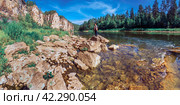 wonderful beautiful rocks of the big ay pristes on a summer sunny day. Стоковое фото, фотограф Акиньшин Владимир / Фотобанк Лори