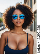 Close-up portrait of a young beautiful woman. Generative AI. Стоковое AI-изображение, AI-художник Андрей Аркуша / Фотобанк Лори