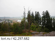 Вид с горы Кухавуори (Kuhavuori) в городском парке Ваккосалми г. Сортавала. Карелия. (2023 год). Стоковое фото, фотограф Елена Арсентьева / Фотобанк Лори