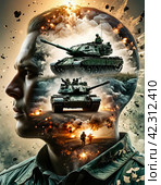 Память. Воспоминания о пережитом на войне. Memory. Memories of the experiences of the war. Стоковое AI-изображение, AI-художник Гер Олег / Фотобанк Лори