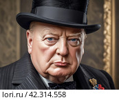 Portrait of Sir Winston Leonard Spencer-Churchill. Generative AI. Стоковое AI-изображение, AI-художник FotograFF / Фотобанк Лори