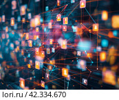 Abstract Digital Network Connections. Стоковое AI-изображение, AI-художник Кирилл Черезов / Фотобанк Лори