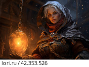 Mystical Mage old woman fantasy dungeon. Generate Ai. Стоковое AI-изображение, AI-художник Иван Рябоконь / Фотобанк Лори
