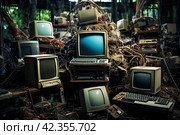 Deteriorated Old rusty computers. Generate Ai. Стоковое AI-изображение, AI-художник Иван Рябоконь / Фотобанк Лори