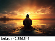Spiritual Person prying God. Generate Ai. Стоковое AI-изображение, AI-художник Иван Рябоконь / Фотобанк Лори