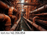 Lengthy Pipes installing concrete tunnel road. Generate Ai. Стоковое AI-изображение, AI-художник Иван Рябоконь / Фотобанк Лори