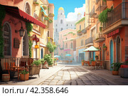 Nostalgic Retro italian landscape. Generate Ai. Стоковое AI-изображение, AI-художник Иван Рябоконь / Фотобанк Лори