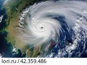 Ominous Satellite image storm. Generate Ai. Стоковое AI-изображение, AI-художник Иван Рябоконь / Фотобанк Лори