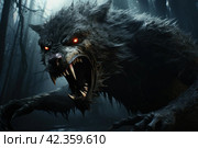 Monstrous Scary werewolf dark. Generate Ai. Стоковое AI-изображение, AI-художник Иван Рябоконь / Фотобанк Лори