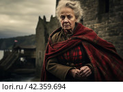 Ancient Scot old woman scottish castle. Generate Ai. Стоковое AI-изображение, AI-художник Иван Рябоконь / Фотобанк Лори