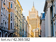 Здание Министерства Иностранных Дел (МИД). Ранняя весна. Москва. Россия (2024 год). Редакционное фото, фотограф E. O. / Фотобанк Лори