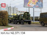 Волгоград, Тракторный район, Россия. Боевая машина, реактивная система залпового огня 9К55 "Град-1", ракетная техника (2023 год). Редакционное фото, фотограф Андрей Цыганков / Фотобанк Лори
