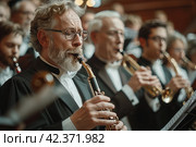 The Mystical Sound of Sacred Music: Church Ensemble Performs at New Priests Initiation Ceremony. Стоковое AI-изображение, AI-художник Юрий Поздников / Фотобанк Лори