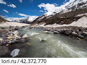 Panoramic view of Baksan river. Стоковое фото, фотограф Юлия Белоусова / Фотобанк Лори