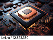 Central Computer Processors CPU chip. Стоковое AI-изображение, AI-художник Михаил Коханчиков / Фотобанк Лори