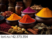 Various spices and herbs. Стоковое AI-изображение, AI-художник Михаил Коханчиков / Фотобанк Лори