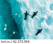 Seals on Ice Floes in Icy Waters. Стоковое AI-изображение, AI-художник Кирилл Черезов / Фотобанк Лори