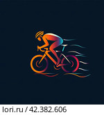 Логотип Cycling в стиле хай-тек. Футуристический дизайн с динамичным и элегантным внешним видом. Идеальное воплощение современного велоспорта. Стоковая иллюстрация, иллюстратор Карпенко Алексей / Фотобанк Лори