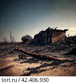 Devastated Landscapes. Disaster with scorched earth. Стоковое AI-изображение, AI-художник Ольга Хорошунова / Фотобанк Лори