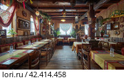 Restaurant, cafe in Russian style,    Generative AI. Стоковое AI-изображение, AI-художник Анна Кривицкая / Фотобанк Лори
