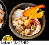 Seafood ceviche, typical dish from Peru. Стоковое фото, фотограф Яков Филимонов / Фотобанк Лори