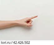 Pointing Hand Gesture on White Background. Стоковое AI-изображение, AI-художник Кирилл Черезов / Фотобанк Лори