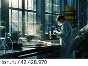 mold, Algae, microalgae in petri dishes research in laboratories. biotechnology, science. Стоковое AI-изображение, AI-художник Ольга Ильина / Фотобанк Лори