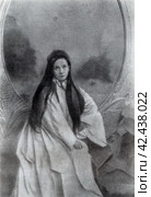 "Чайка" пьеса в четырёх действиях Антона Чехова, написанная в 1895-1896 годах. Нина Заречная - В.Ф. Комиссаржевская. Спектакль, Александринский театр, Санкт-Петербург, 1896 год. Стоковое фото, фотограф Сергей Елизарьев / Фотобанк Лори